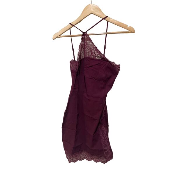 Free People Premonitions Lace‎ Trim Bodycon Dress in Burgundy Size Small - Picture 8 of 10